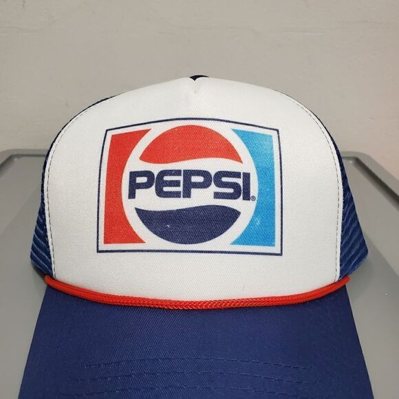 Pepsi Cola Soda Men's Officially Licensed Classic Logo Foam Trucker Hat Cap - Picture 2 of 9